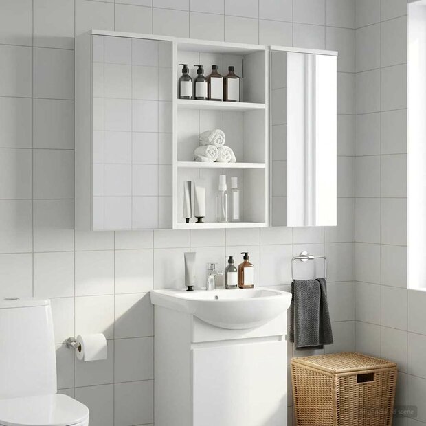 Badkamerwandkast Wit 40 x 16 x 62,5 cm Geconstrueerd hout 1
