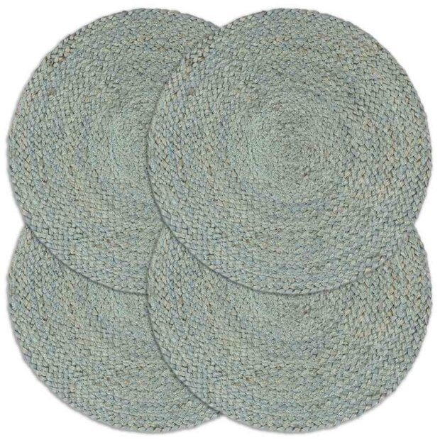 Placemats 4 st rond 38 cm jute olijfgroen 1