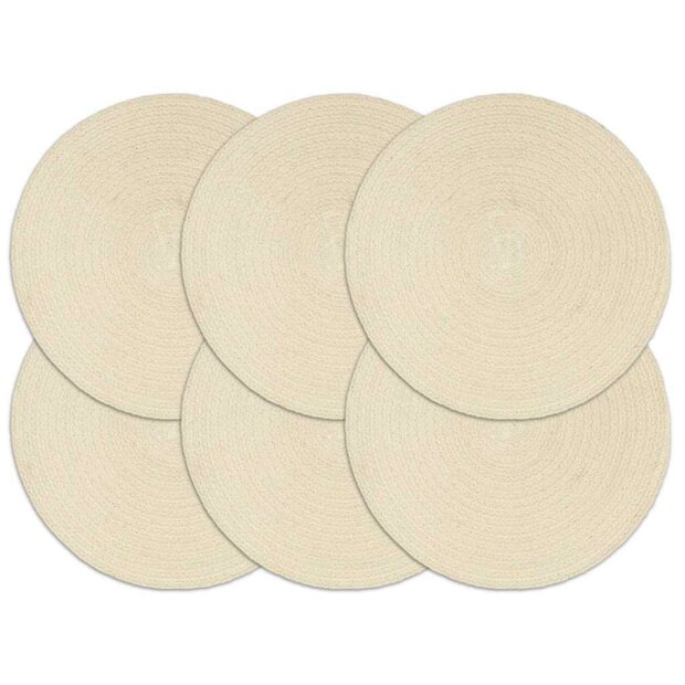 Placemats 6 st rond 38 cm katoen natuurlijk 1