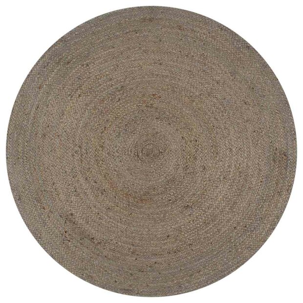Vloerkleed handgemaakt rond 90 cm jute grijs 1