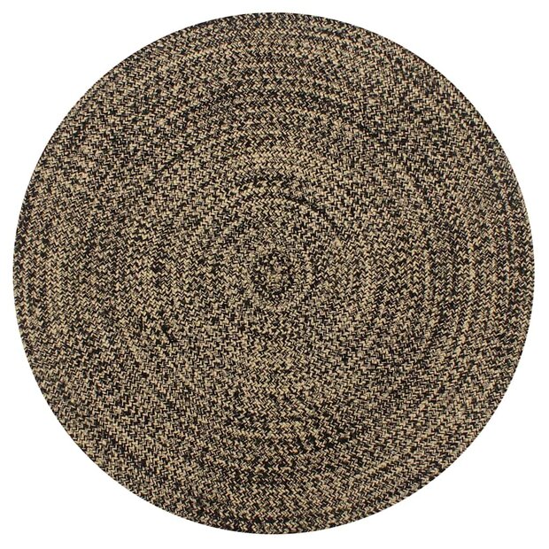 Vloerkleed handgemaakt 150 cm jute zwart en naturel 1