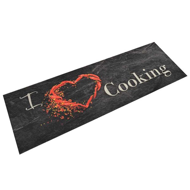 Keukenmat wasbaar cooking-print 60x180 cm fluweel zwart 1
