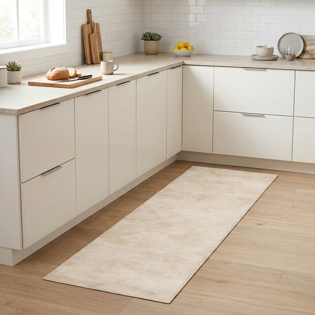 Keukenmat cr&egrave;mekleurig beton 150 x 45 cm 100% Polyamide 1