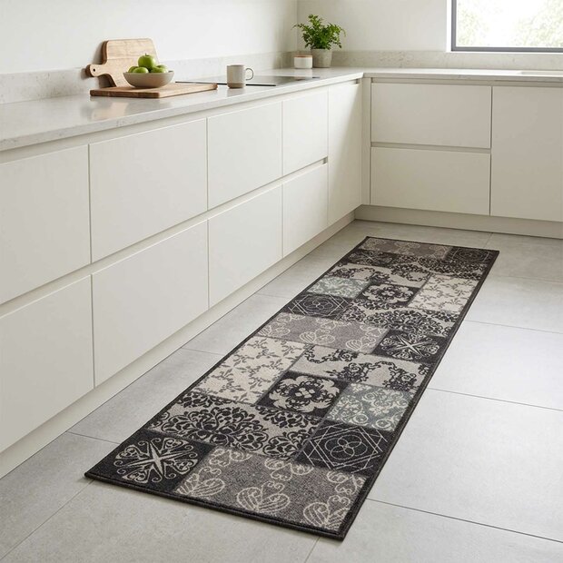 Keukenmat zwarte moza&iuml;ek 150 x 45 cm 100% Polyamide 1