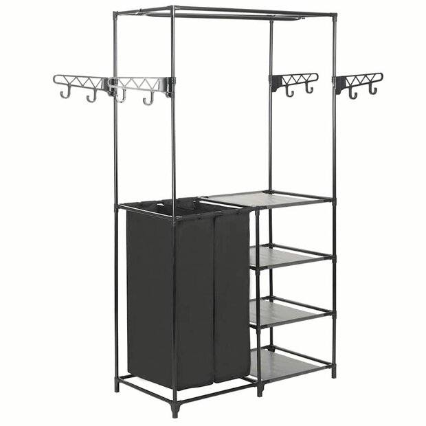 Kledingrek 87x44x158 cm staal en ongeweven stof zwart 1