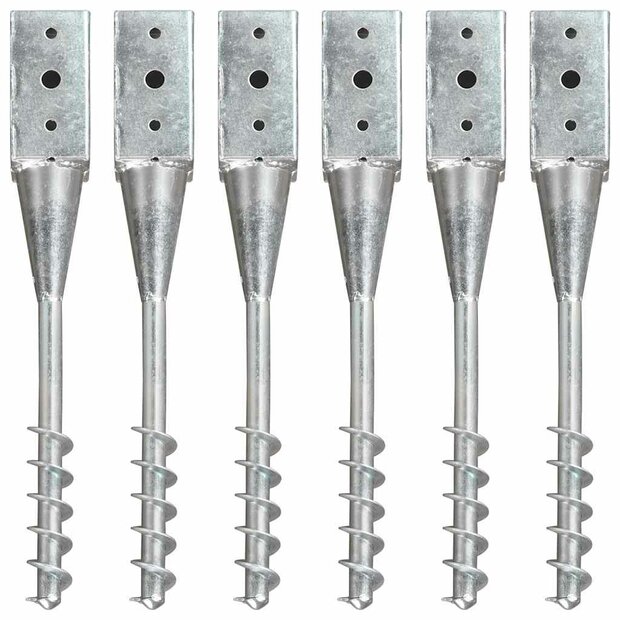 Grondpinnen 6 st 7x7x56 cm gegalvaniseerd staal zilverkleurig 1