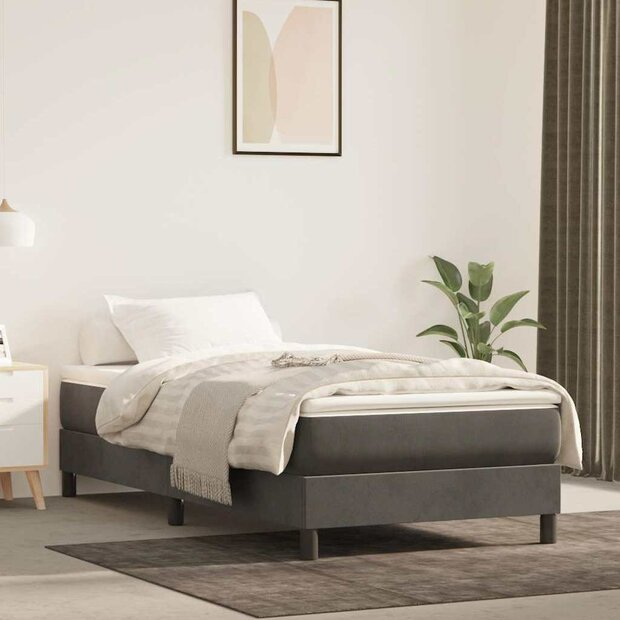 Pocketveringmatras medium 80x200x20 cm fluweel donkergrijs 1