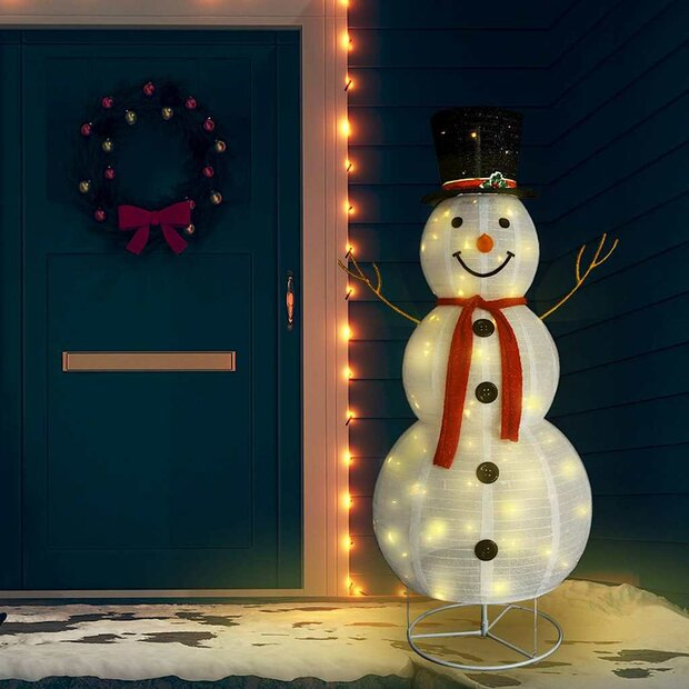 Decoratieve sneeuwpop LED 180 cm luxe stof 1