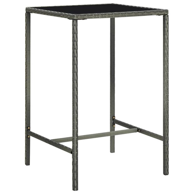 Tuinbartafel 70x70x110 cm poly rattan en glas grijs 1