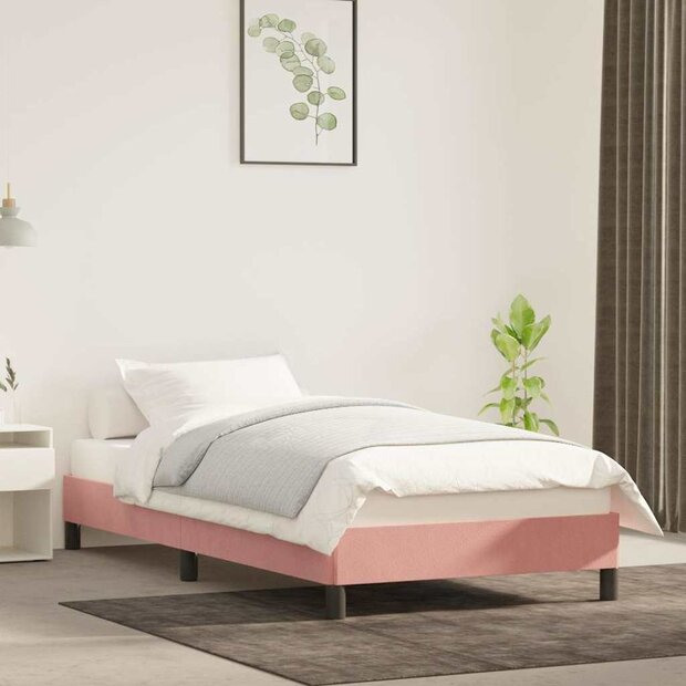 Bedframe fluweel roze 80x200 cm 1