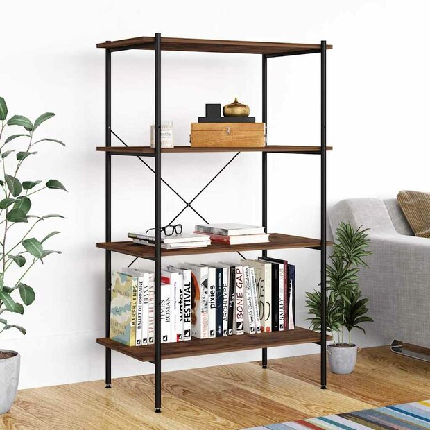 Opbergrek 4-laags 80x40x130 cm zwart en naturel 1