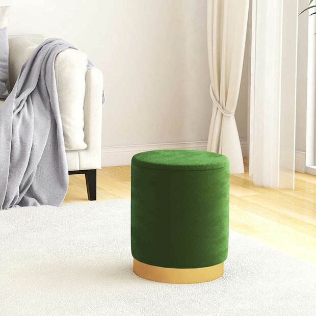 Hocker met opbergruimte rond fluweel 31 x 37 cm groen 1