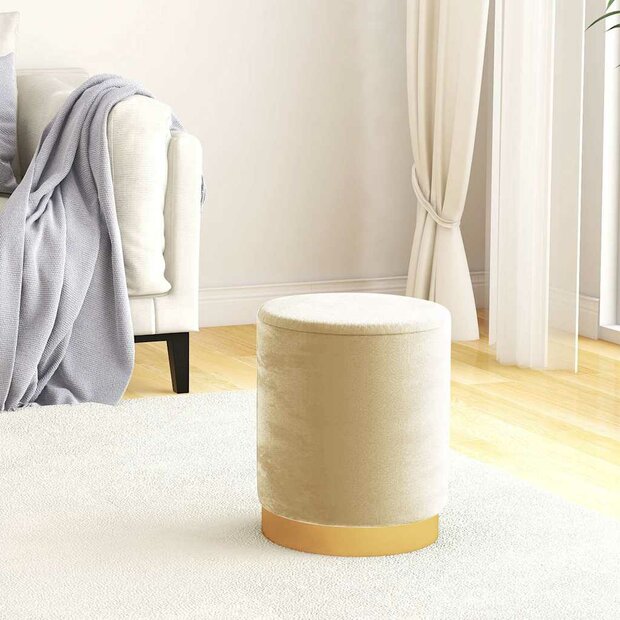 Hocker met opbergruimte rond fluweel 31 x 37 cm abrikooskleurig 1