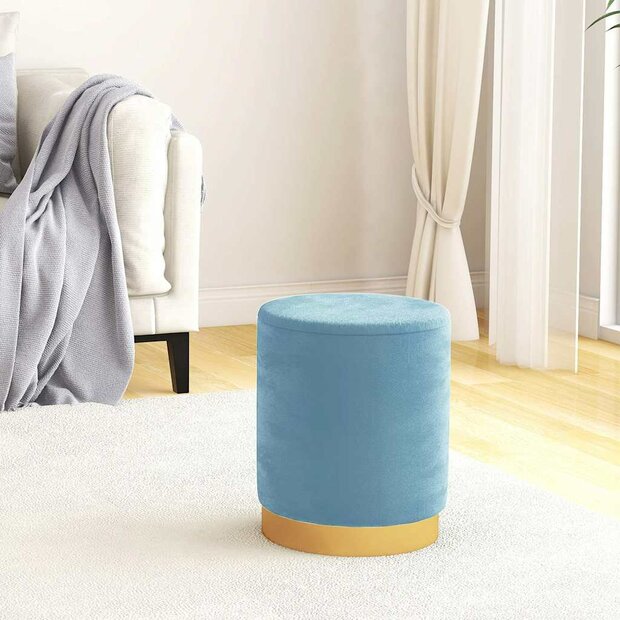 Hocker met opbergruimte rond fluweel 31 x 37 cm lichtblauw 1
