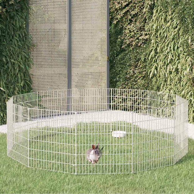 Dierenverblijf 12 panelen 54x60 cm gegalvaniseerd ijzer 1