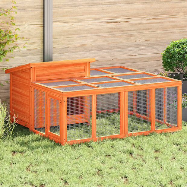 Konijnenhok 144x123x67,5 cm massief grenenhout bruin 1