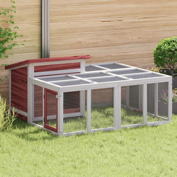Konijnenhok 144x123x67,5 cm massief grenenhout mokkakleurig 1