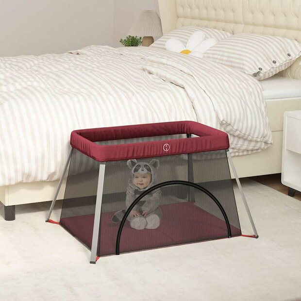 Babybox met matras linnen rood 1