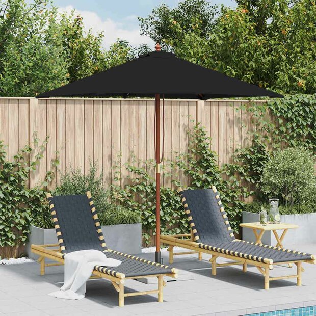 Parasol met houten paal 150x200 cm zwart 1