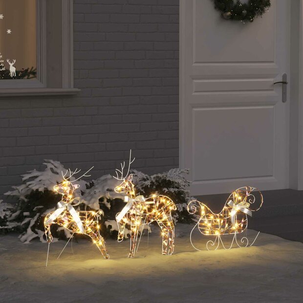 LED Rendieren 3 st 60 LED&amp;apos;s Warmwit 44 x 18 x 65,5 cm PET 1