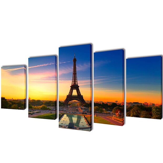 Canvas muurdruk set Eiffel toren 200 x 100 cm 1
