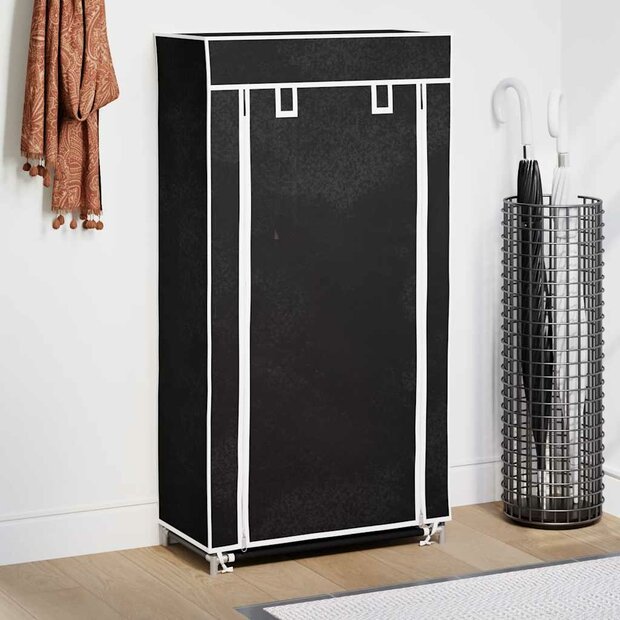 Schoenenkast met hoes 58x28x106 stof zwart 1