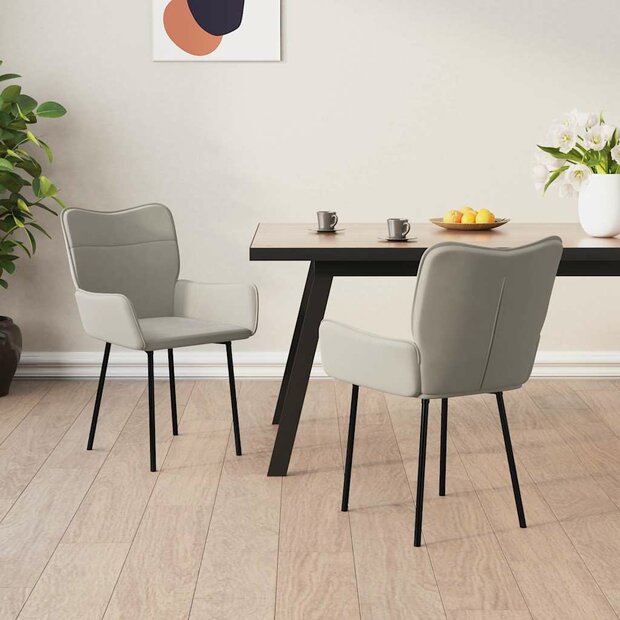 Eetkamerstoelen 2 st fluweel lichtgrijs 1