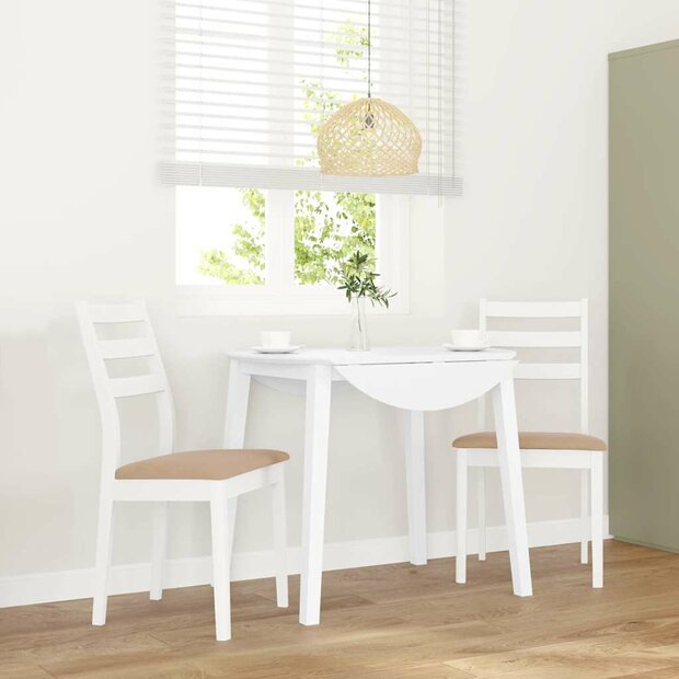 Eetkamerstoelen met kussens 2 st massief hout rubber wit 1