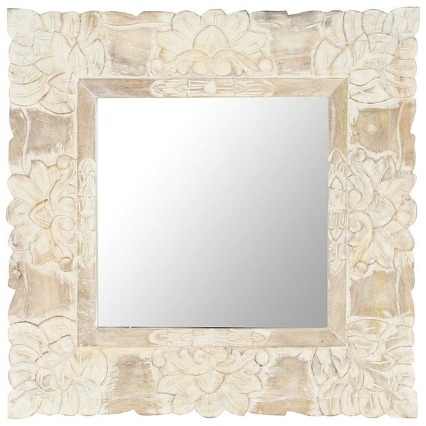 Spiegel 50x50 cm massief mangohout wit 1