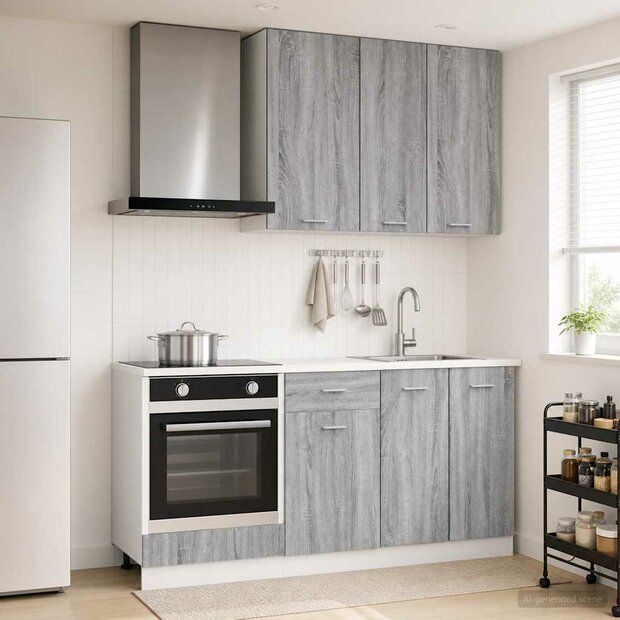 Keukenblok LYON 5 st Grijs Sonoma Bewerkt hout 1