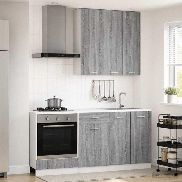 Keukenblok LYON 5 st Grijs Sonoma Bewerkt hout 1