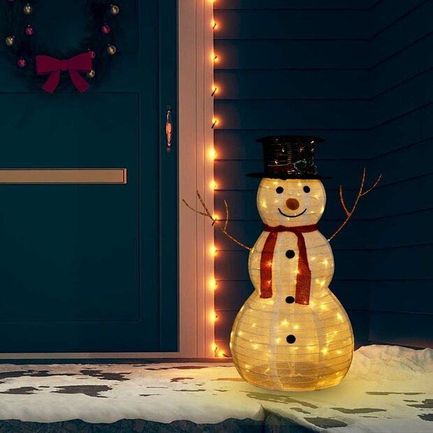 Decoratieve sneeuwpop LED 90 cm luxe stof 1