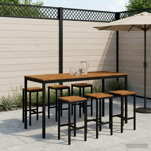 Tuin Bartafel NAARDEN Naturel en Zwart 196 x 80,5 x 105 cm 1