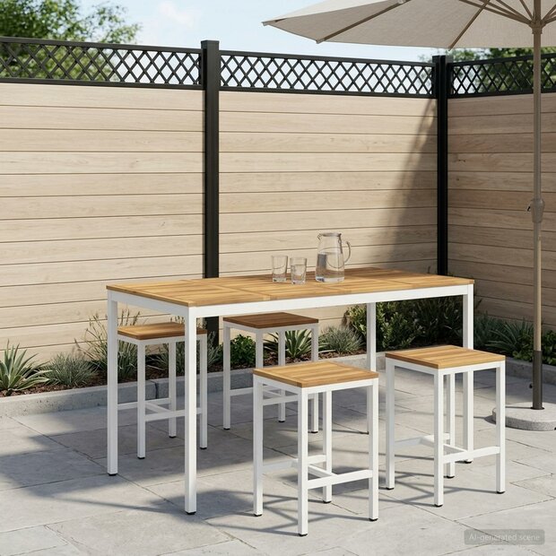 Tuin Bartafel NAARDEN Witgewassen 180 x 88,5 x 105 cm 1