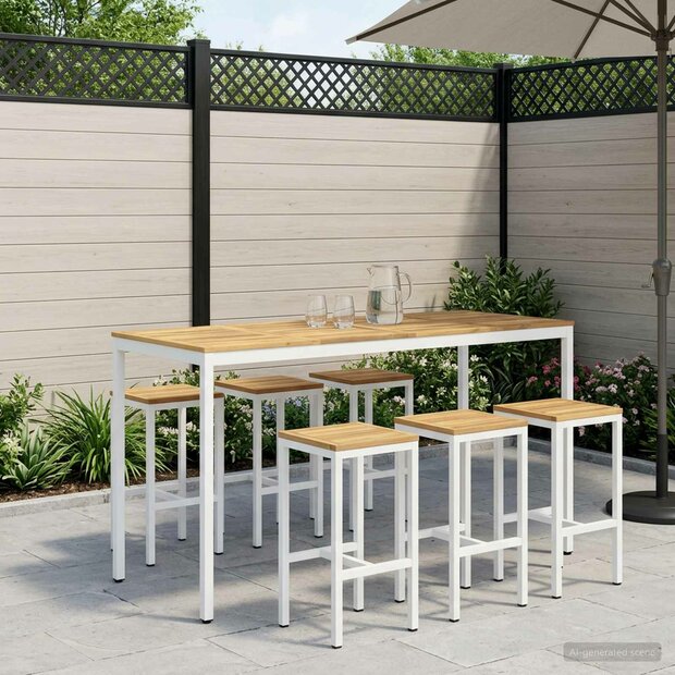 Tuin Bartafel NAARDEN Witgewassen 196 x 80,5 x 105 cm 1