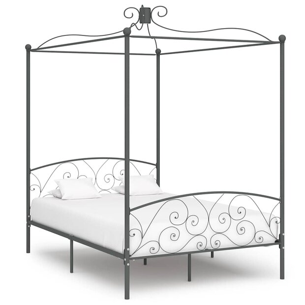 Hemelbedframe metaal grijs 120x200 cm 1