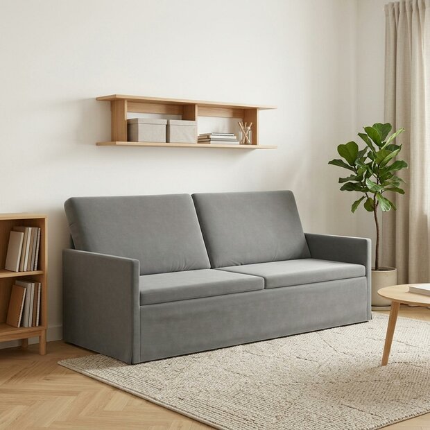 3-Zitsbank Donkergrijs 190 x 81 x 82 cm fluweel 1