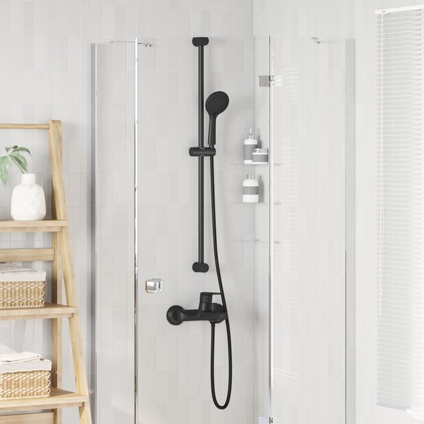 Douchesysteem set Zwart 100 cm Roestvrij staal 1