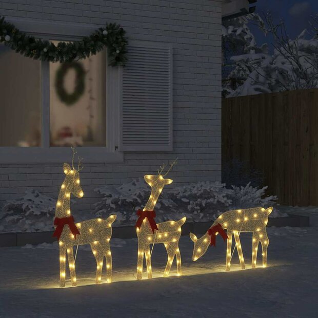 Kerstdecoratie rendier 3 st 90 LED&amp;apos;s warmwit 1