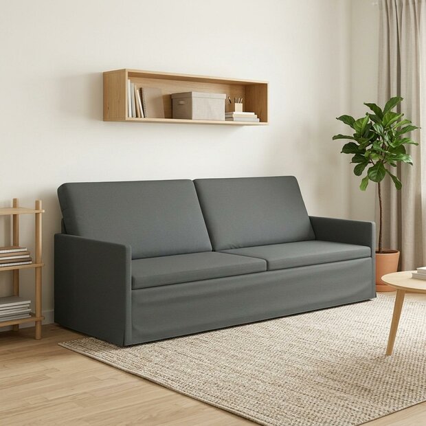3-Zitsbank Donkergrijs 220 x 81 x 82 cm Stof 1
