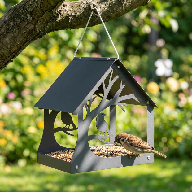 Hangend vogelvoederhuisje Staal Antraciet 1