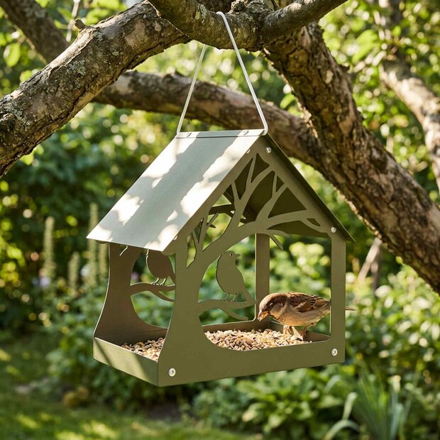 Hangend vogelvoederhuisje Staal Olijfgroen 1