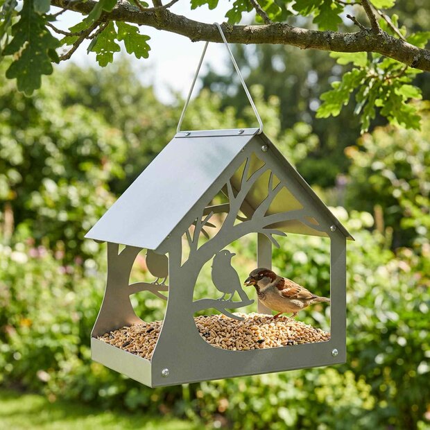 Hangend vogelvoederhuisje Gegalvaniseerd staal zilver 1