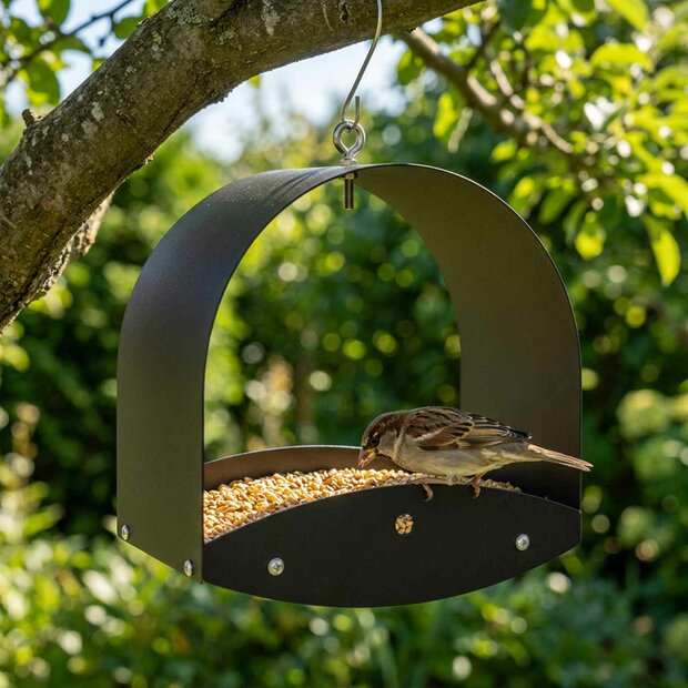 Hangend vogelvoederhuisje Staal Zwart 1