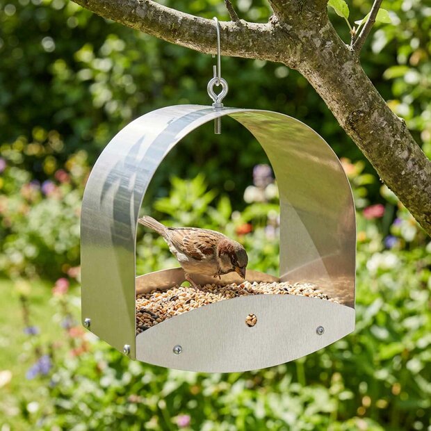 Hangend vogelvoederhuisje Roestvrij staal zilver 1