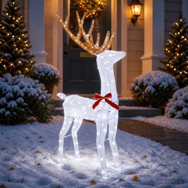3D Kerst Rendier LOVIISA 140 LED&amp;apos;s Koel wit 70 x 26 x 128 cm 1