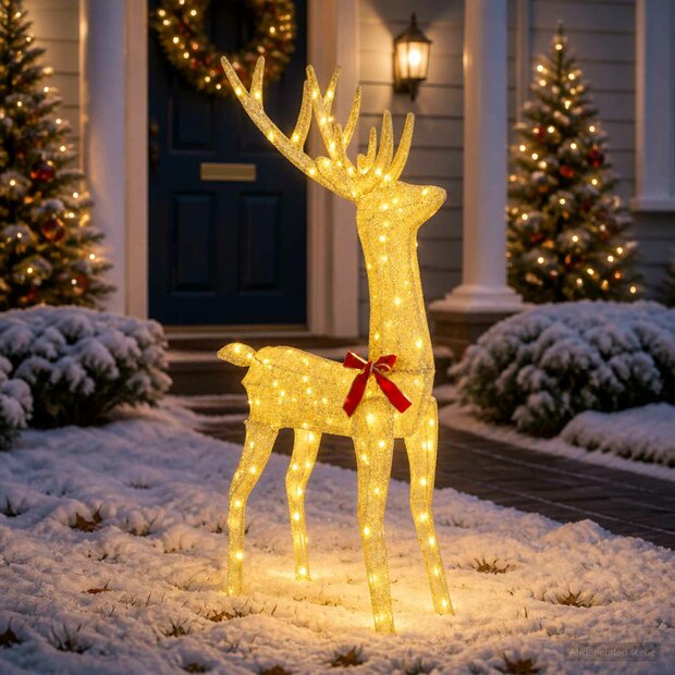 3D Kerst Rendier LOVIISA 140 LED&amp;apos;s Warmwit 70 x 26 x 128 cm 1