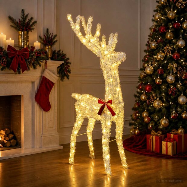 3D Kerst Rendier LOVIISA 140 LED&amp;apos;s Warmwit 70 x 26 x 128 cm 1