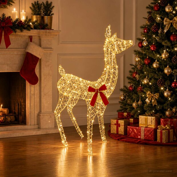 3D Kerst Rendier LOVIISA 110 LED&amp;apos;s Warmwit 70 x 26 x 100 cm 1