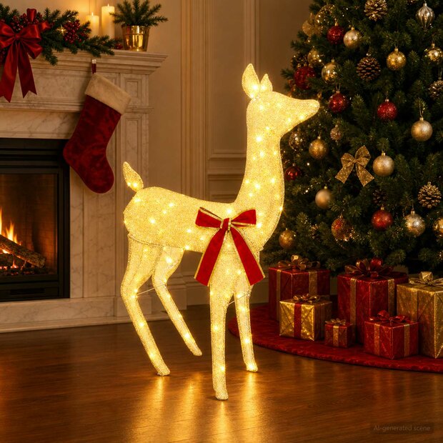 3D Kerst Rendier LOVIISA 110 LED&amp;apos;s Warmwit 70 x 26 x 100 cm 1